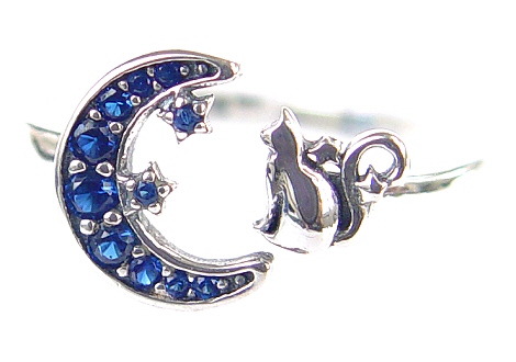Cat and Moon Ring