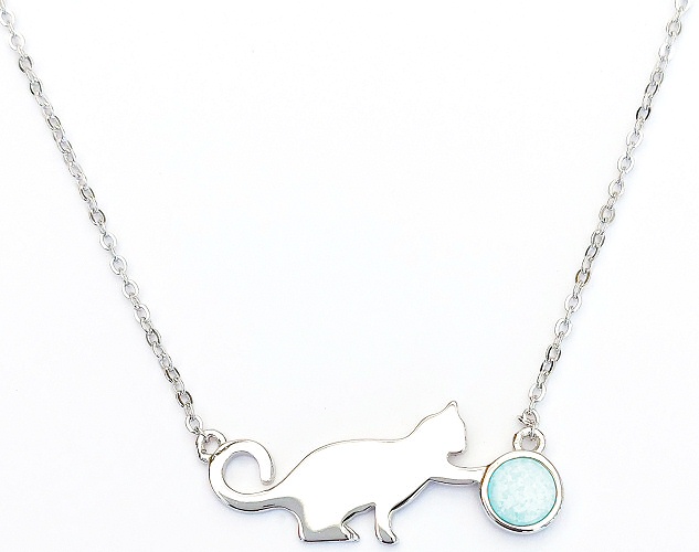 Cat and Ball Necklace