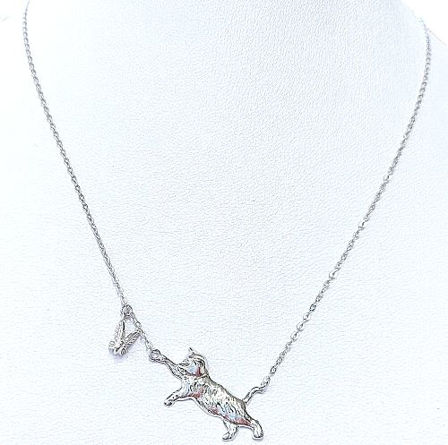Cat Chasing Butterfly Necklace