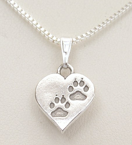 dog paw necklace silver