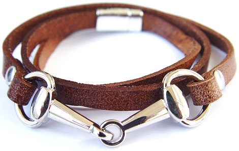 Snaffle Bit Wrap Around Bracelet Brown